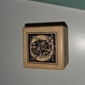O Monogram rubber stamp with floral vine